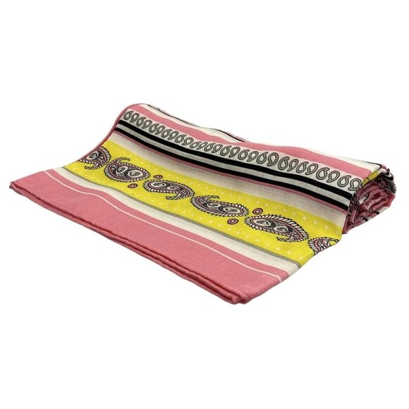 HERMES Carre geant 03 rose bonbon Jaune Vif Black Cashmere Silk - - Picture 1 of 6